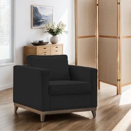 Poltrona Aspen Base Fixa Madeira Suede Preto Sala de Estar Recepção - 2