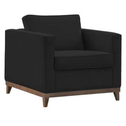Poltrona Aspen Base Fixa Madeira Suede Preto Sala de Estar Recepção - 5