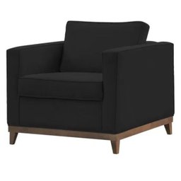 Poltrona Aspen Base Fixa Madeira Suede Preto Sala de Estar Recepção - 4