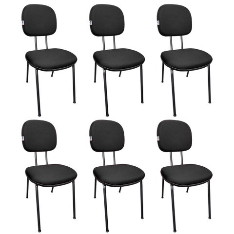 Kit 6 Cadeira Secretaria Fixa Pé Palito Jserrano:Preto