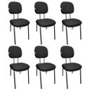 Ver imagem 1 de Kit 6 Cadeira Secretaria Fixa Pé Palito Jserrano:Preto