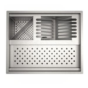 Calha P/ 48 cm Quadrada Úmida Completa Escorredor Louças Embutido Technox