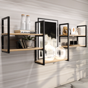 Ver imagem 2 de Prateleira Industrial Suspensa Nicho Decorativo Elegante Suporte Ferro Metalon Mdf/mdp 60cm