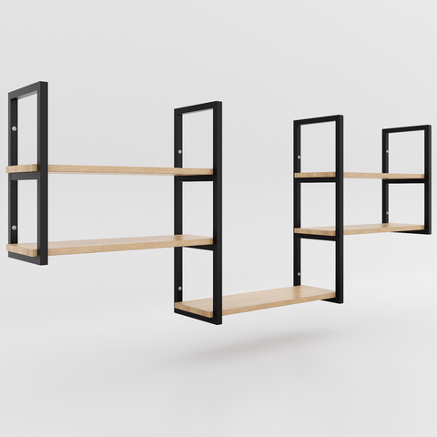 Prateleira Industrial Suspensa Nicho Decorativo Elegante Suporte Ferro Metalon Mdf/mdp 60cm