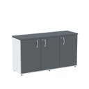 Ver imagem 3 de Armário para Escritório 3 Portas Pivotantes Credenza Cinza/Branco/Grafito