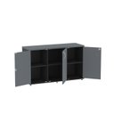 Ver imagem 5 de Armário para Escritório 3 Portas Pivotantes Credenza Cinza/Preto/Grafito