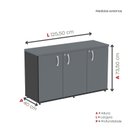 Ver imagem 4 de Armário para Escritório 3 Portas Pivotantes Credenza Cinza/Preto/Grafito