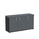 Ver imagem 3 de Armário para Escritório 3 Portas Pivotantes Credenza Cinza/Preto/Grafito
