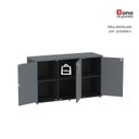 Ver mais imagens de Armário para Escritório 3 Portas Pivotantes Credenza Cinza/Preto/Grafito