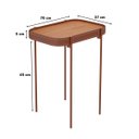 Ver imagem 4 de Mesa Lateral Melin G 70x37 Nature com Pés Metálicos Cobre Detalhes em Couro - Ofertamo