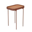 Ver imagem 1 de Mesa Lateral Melin G 70x37 Nature com Pés Metálicos Cobre Detalhes em Couro - Ofertamo