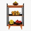 Ver mais imagens de Fruteira para Cozinha com 1 Prateleira com Pés Palito - Preto com Nature