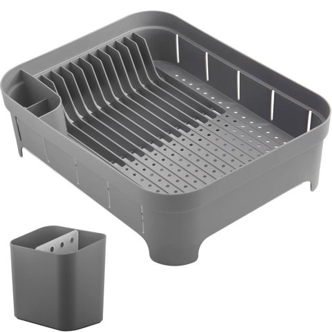 Kit Escorredor de Louça Prato Talheres Utensílios de Cozinha Chumbo