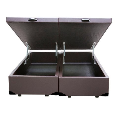 Cama Box Baú Blindado Casal Bipartido 138x188cm Sintético Marrom Homequeen