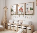 Ver imagem 1 de Kit 3 Quadros Animais Fazendinha Celeiro Quarto Infantil