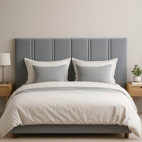Cabeceira Box Queen Duana Painel Estofado Dobrável para Quarto Fixação Parede - Cinza