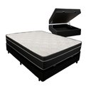 Ver imagem 1 de Cama Box Baú Casal 138 Tecido Sintético Preto com Colchão Paris de Molas Ensacadas Preto 26x138x188