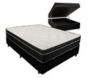 Ver imagem 1 de Cama Box Baú Casal 138 Tecido Sintético Preto com Colchão Paris de Molas Ensacadas Preto 26x138x188