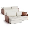 Ver imagem 7 de Sofá Retrátil e Reclinável 1,80m Cama inBox Belgrado com Molas Ensacadas Linho Off-White