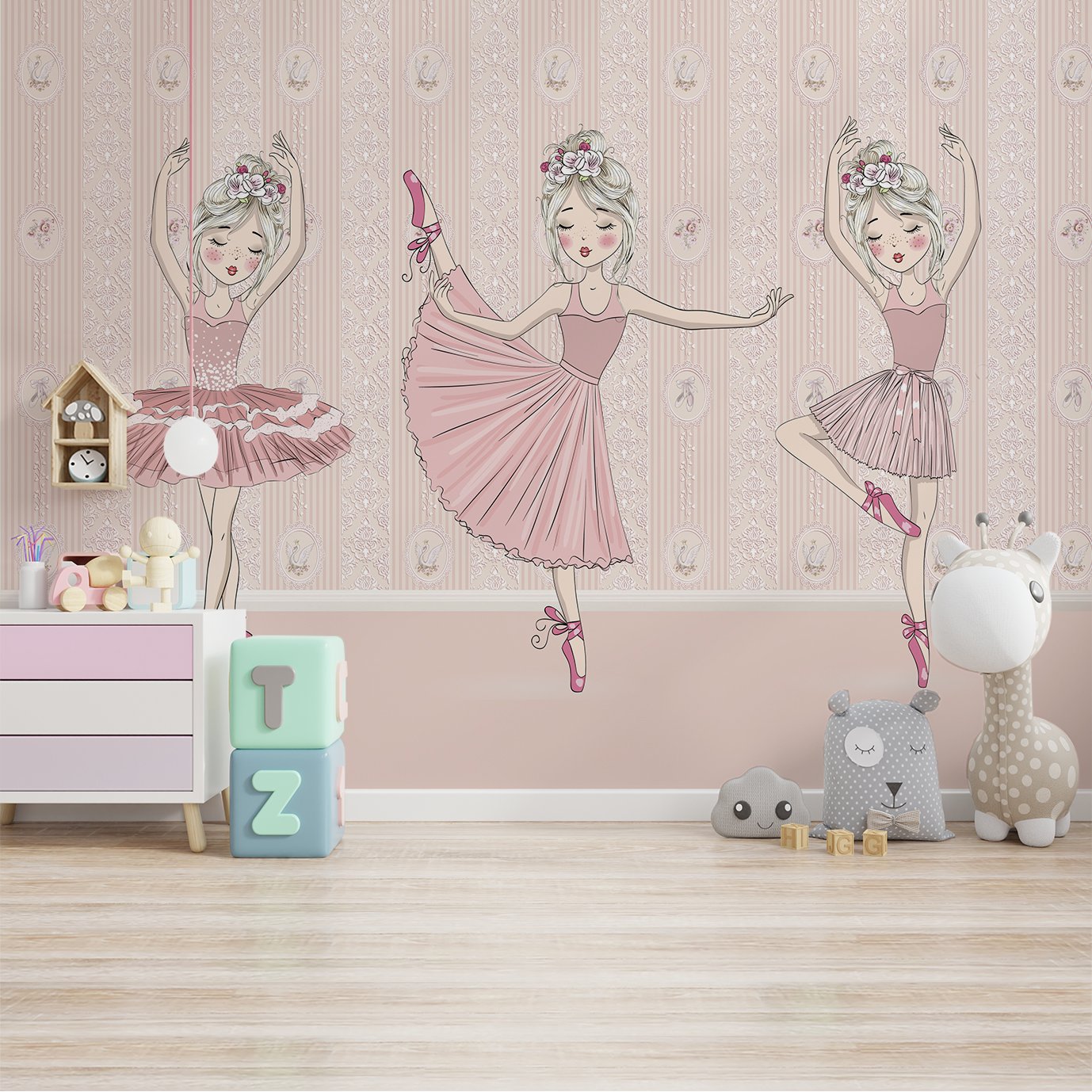 Papel de parede infantil bailarina para quarto de bebê menina M² PP27 - 3