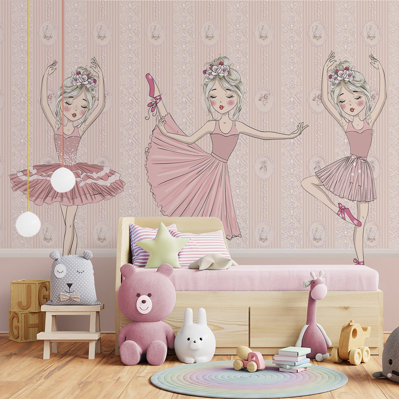 Papel de parede infantil bailarina para quarto de bebê menina M² PP27 - 4
