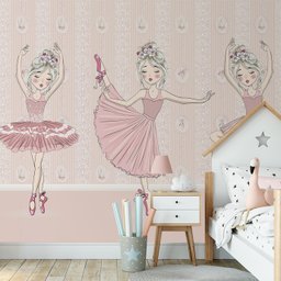 Papel de parede infantil bailarina para quarto de bebê menina M² PP27 - 5