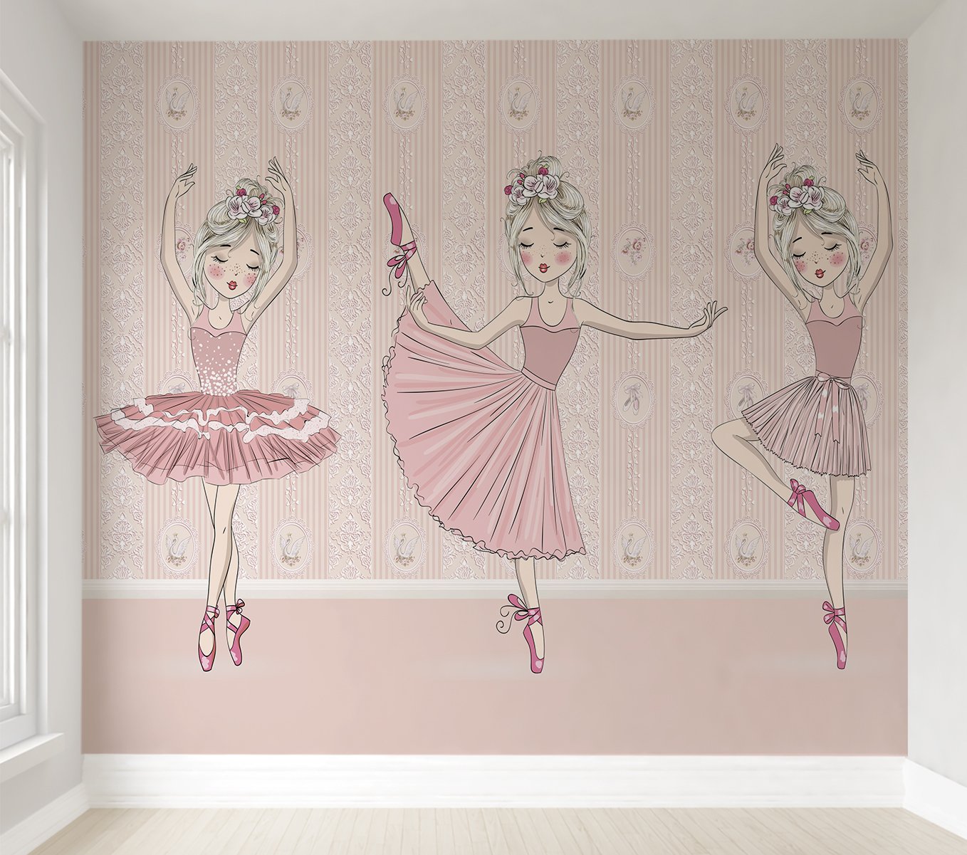 Papel de parede infantil bailarina para quarto de bebê menina M² PP27 - 1