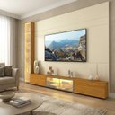Ver imagem 1 de Estante para TV de até 90 Polegadas Vidro com LED, em MDF 217,6cm x 255,2cm Casuá Bege Off White