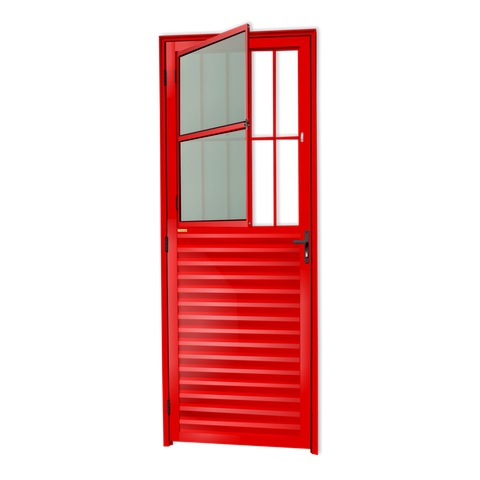 Porta de Sala Alumínio 80 Dir. L25 V.Boreal Vermelho Brimak