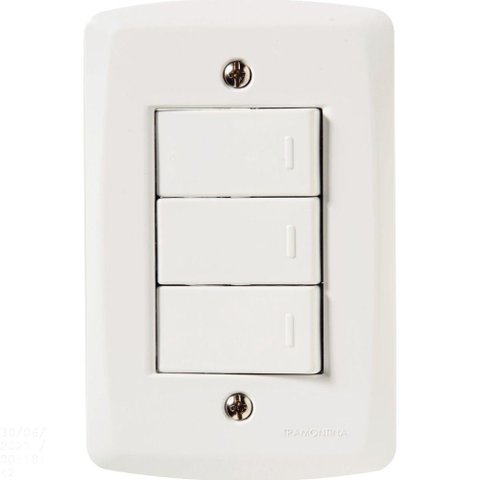 Conjunto 4x2 com 3 Interruptores Simples 10 a 250 V Tramontina Lux2 Branco Tramontina