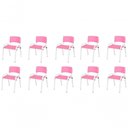 Ver imagem 1 de Kit 10 Cadeira Iso Infantil Creche, Base Branco Rosa