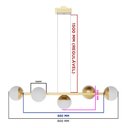 Ver imagem 5 de Pendente Lustre de Teto Jabuticaba Alumínio Dourado com 5 Globos Vidro Fosco Decoração Casa