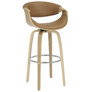 Banqueta Munch Estofada com Base Giratória:caramelo