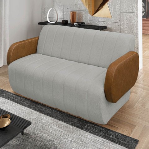 Sofá 2 Lugares Decorativo 168cm Túlio Sintético Pu e Bouclê K01 - D’Rossi