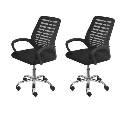 Kit 2 Cadeiras Escritório Diretor Office Tela Mesh Viena 3324 Preto