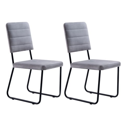 Conjunto 2 Cadeiras Barcelona em Aço Linha Industrial Cinza/Preto