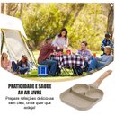 Ver imagem 5 de Frigideira Omeleteira 3 em 1 de Liga de Alumínio Antiaderente Bege Multiuso P/ Café da Manhã