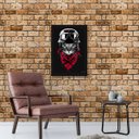 Ver imagem 2 de Quadro Decorativo Gato Motoqueiro 45x34cm - com vidro:Madeira preta