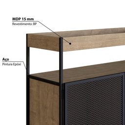 Balcão Buffet Café Bar York com Prateleira 90cm 02 Portas 27927 Artesano - Vermont/preto - 2