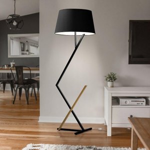 Luminária de Chão Roma Cúpula Cone e Pés de Ferro Luxo Preto/dourado/preto