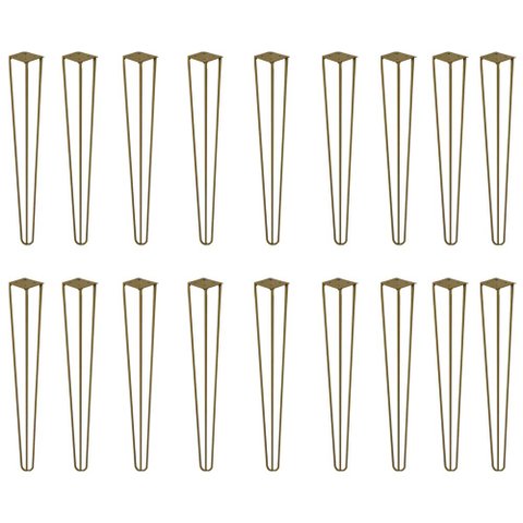Kit 18 Pés de Metal 60 CM Hairpin Legs Mesa de Canto Aparador Dourado