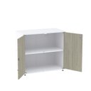 Ver imagem 3 de Armário Baixo 02 Portas Pivotante AB700MX-32 Branco/Nogueira Casablanca