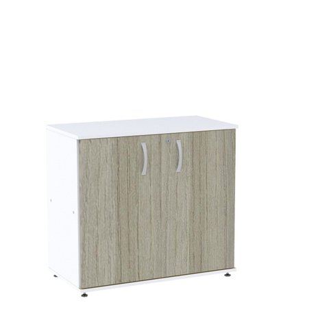 Armário Baixo 02 Portas Pivotante AB700MX-32 Branco/Nogueira Casablanca
