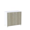 Ver imagem 1 de Armário Baixo 02 Portas Pivotante AB700MX-32 Branco/Nogueira Casablanca