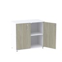 Ver imagem 4 de Armário Baixo 02 Portas Pivotante AB700MX-32 Branco/Nogueira Casablanca