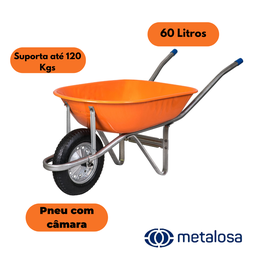 Carrinho de Mão Reforçado Desmontável Aço Galvanizado 60 Litros Metalosa - 4