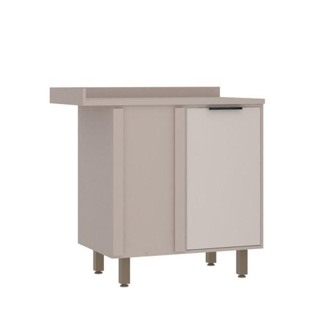 Balcão Canto Reto 95cm 1 Porta com Tampo Stylo Luciane Móveis Cinammon-beige