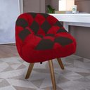 Ver imagem 1 de Poltrona Paloma Escritório Sala Giratória Madeira Suede Vermelho e Suede Marrom - Dominic Decor