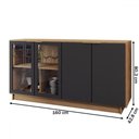 Ver imagem 4 de Balcão Buffet Spazio 4 Portas com Vidro Preto Fosco - Panorama Móveis