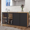 Ver imagem 1 de Balcão Buffet Spazio 4 Portas com Vidro Preto Fosco - Panorama Móveis